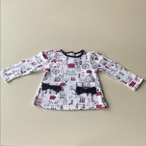 Bundles Baby Place Long Sleeve Top with London Print & Bow Pocket Detail